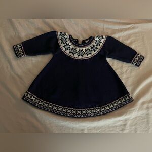Hanna Andersson Navy Blue Patterned Girl’s Sweater Dress